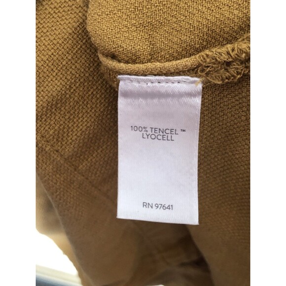 Pure Jill Tencel Lyocell Shift Dress Mustard Yellow Button Shoulder Women’s Smal - Picture 8 of 9